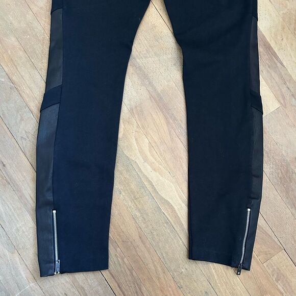 Rag & Bone Moto Leather Panel Ankle Zip Black Pants - Picture 8 of 12